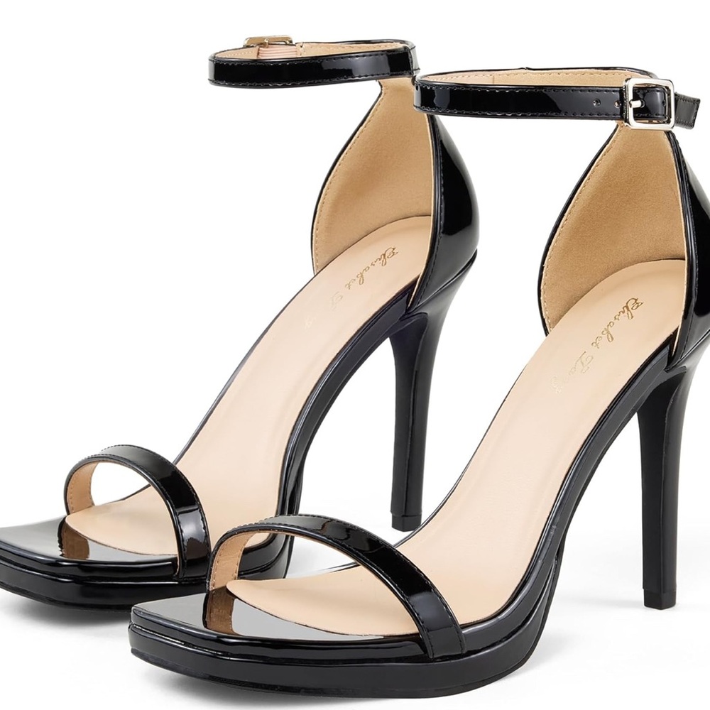 NWT Elisabet Tang‎ Black Strappy Slingback Stiletto Heels Sz 8.5